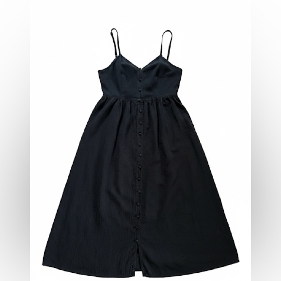 Universal Thread Black Cotton Midi Dress - Tie Back & Cutout - Size Medium - Picture 2 of 6